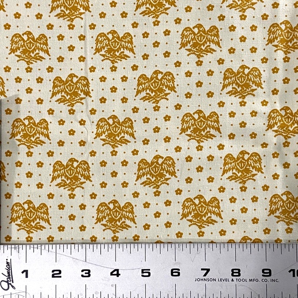 Vintage Waverly Fabric Colonial Eagle Gold Print Cotton 1 yd x 48" Wide 60s 70s - Picture 7 of 8